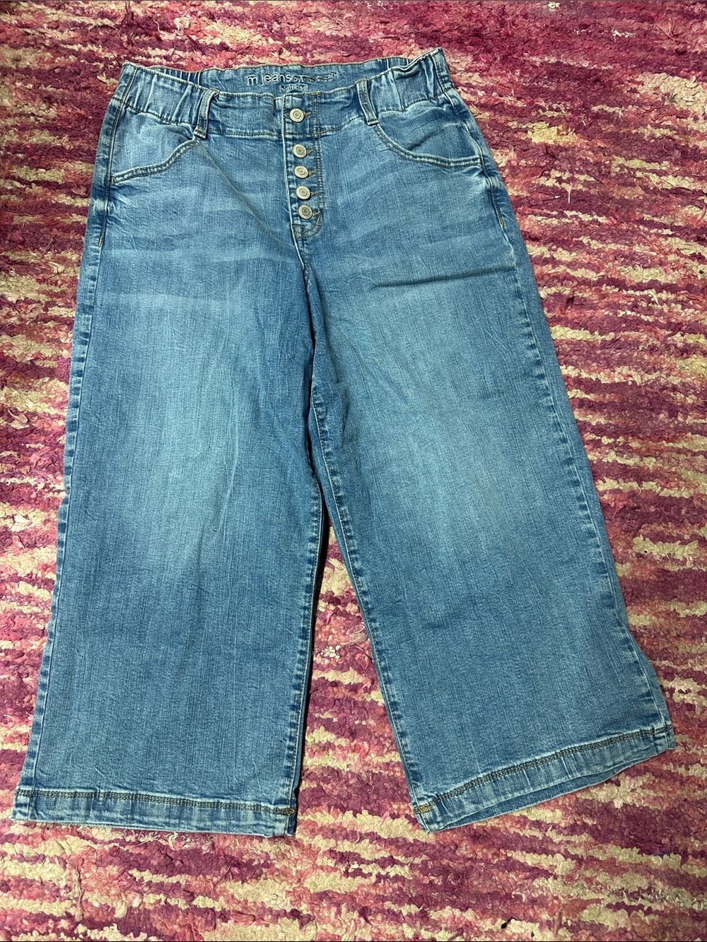Maurice’s Wide Leg Blue Denim Jeans with Button Front